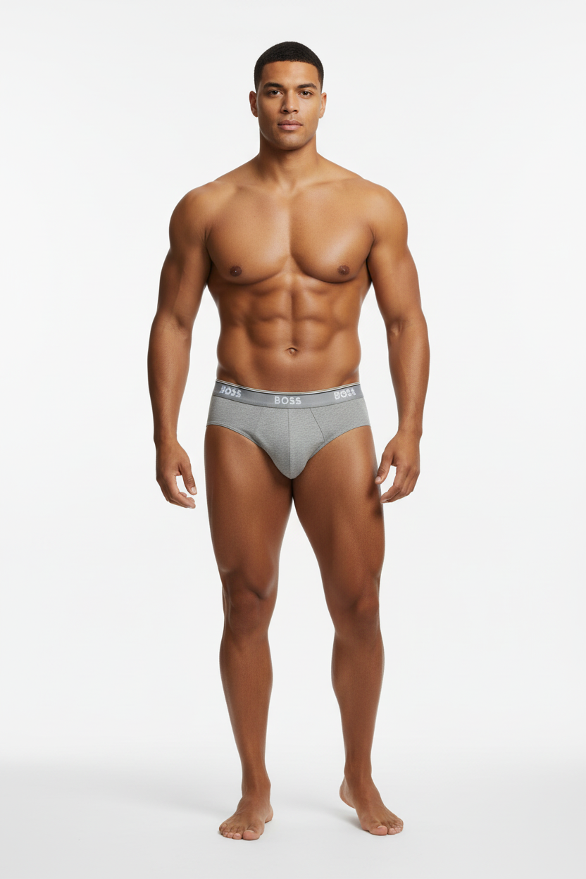 Paquete de 3 Calzoncillos a la cintura Hugo Boss 🇩🇪 - Tela algodon stretch en color negro y gris Talla S
