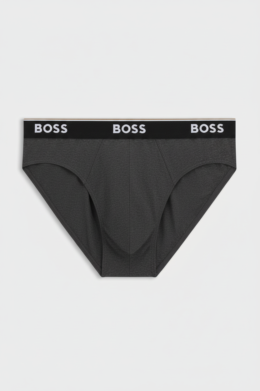 Paquete de 3 Calzoncillos a la cintura Hugo Boss 🇩🇪 - Tela algodon stretch en color negro y gris Talla S