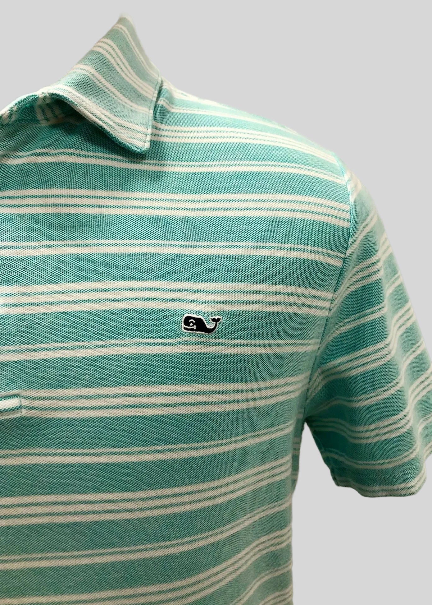 Camiseta Polo Vineyard Vines 🐳 con rayas en turquesa y blanco Talla M Entalle Regular
