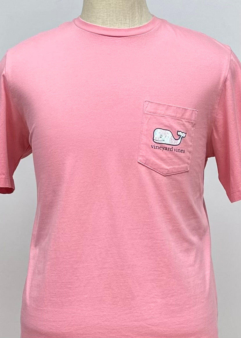 Camiseta de bolsillo Vineyard Vines 🐳 color rosado claro con Diseño de ballena Talla Large