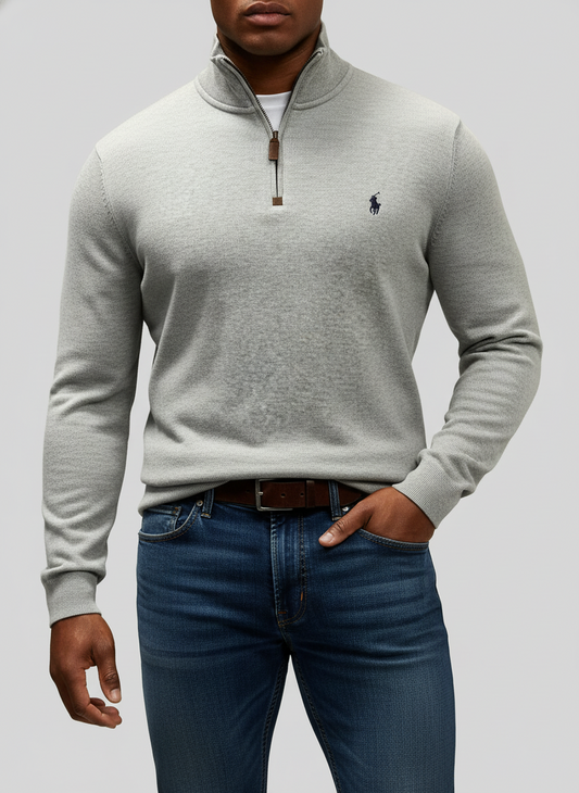 Sueter Jersey Polo Ralph Lauren 🏇🏼 color gris claro con logo en negro Talla L