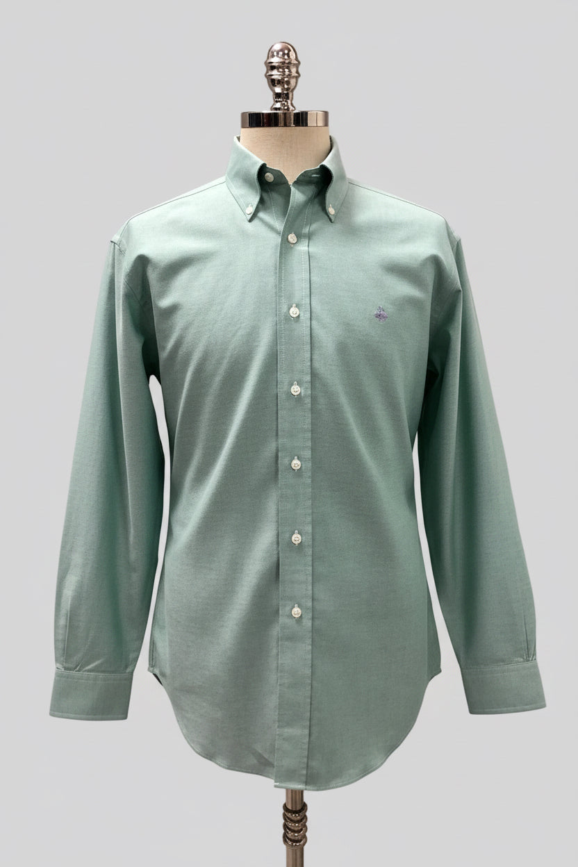 Camisa de botones Brooks Brothers 🐑 color verde claro tornasol Talla L Entalle Regular