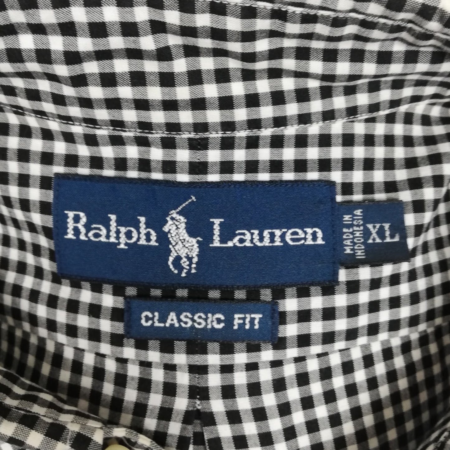 Camisa Polo Ralph Lauren 🏇🏼 con patron de cuadros gingham en negro y blanco Talla XL Entalle Clasico (ver descripción)