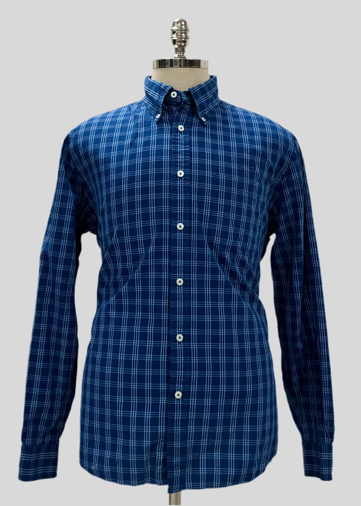 Camisa Brooks Brothers 🐑 color azul con cuadros en blanco Talla L Entalle Regular