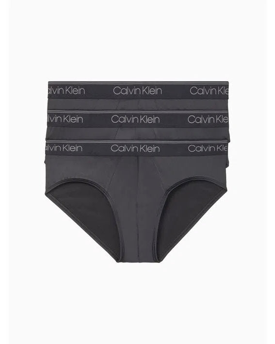 Paquete de 3 Calzoncillos a la cintura Calvin Klein - Tela microfibra stretch en color negro y azul navy Talla XXL