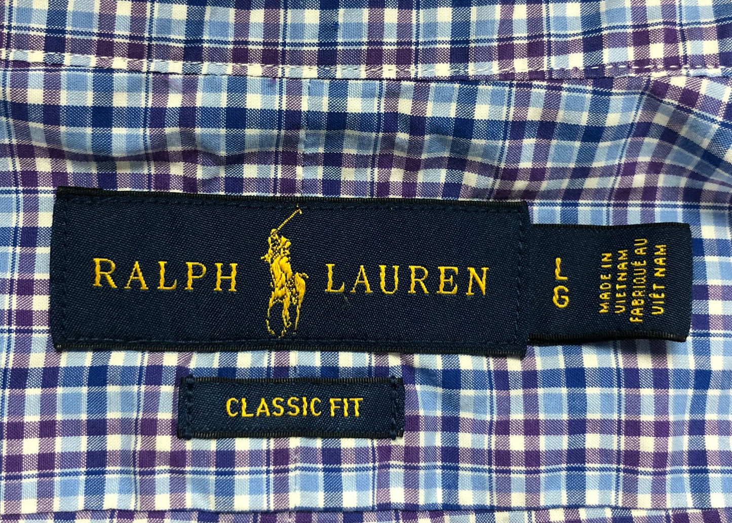 Camisa Polo Ralph Lauren 🏇🏼 de cuadros celeste, azul, morado Talla L Entalle Clásico