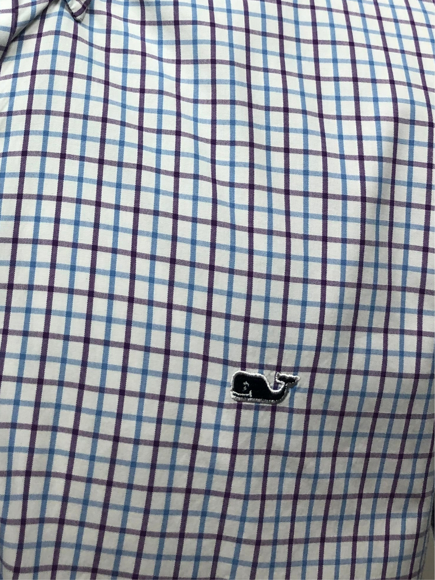 Camisa Vineyard Vines 🐳 blanca con cuadros en color azul y morado Talla L Entalle Regular
