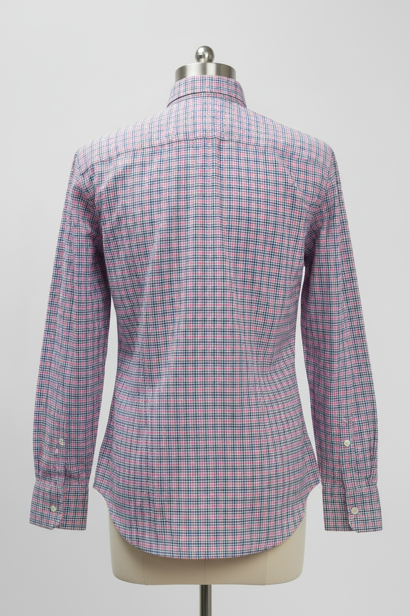 Camisa Polo Ralph Lauren 🏇🏼 color blanco con patron de cuadros en azul y rosado Talla XL Entalle Clásico