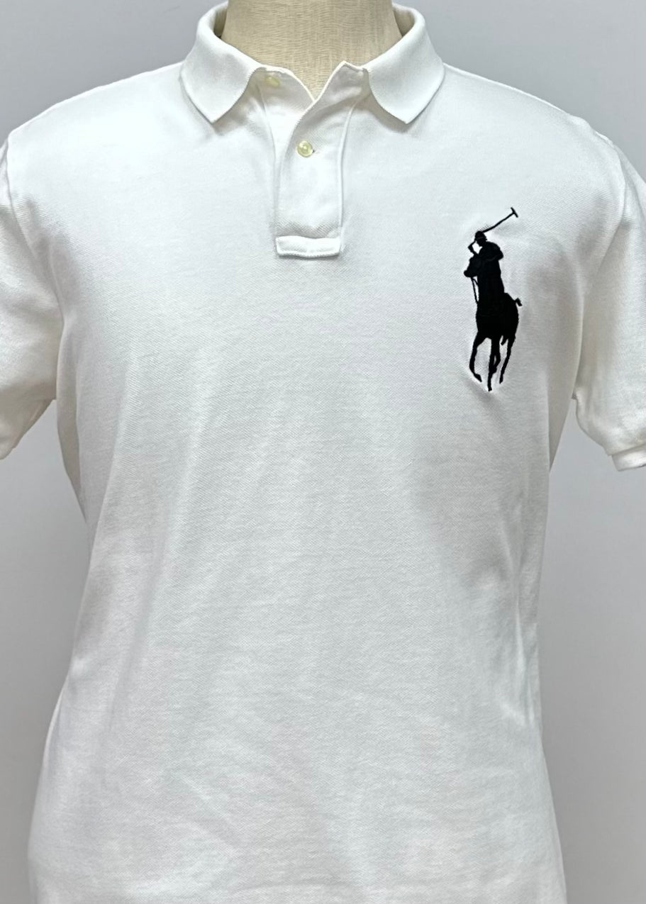 Camiseta Polo Ralph Lauren 🏇🏼color blanco con logo big pony Talla XL Entalle Custom Slim Fit