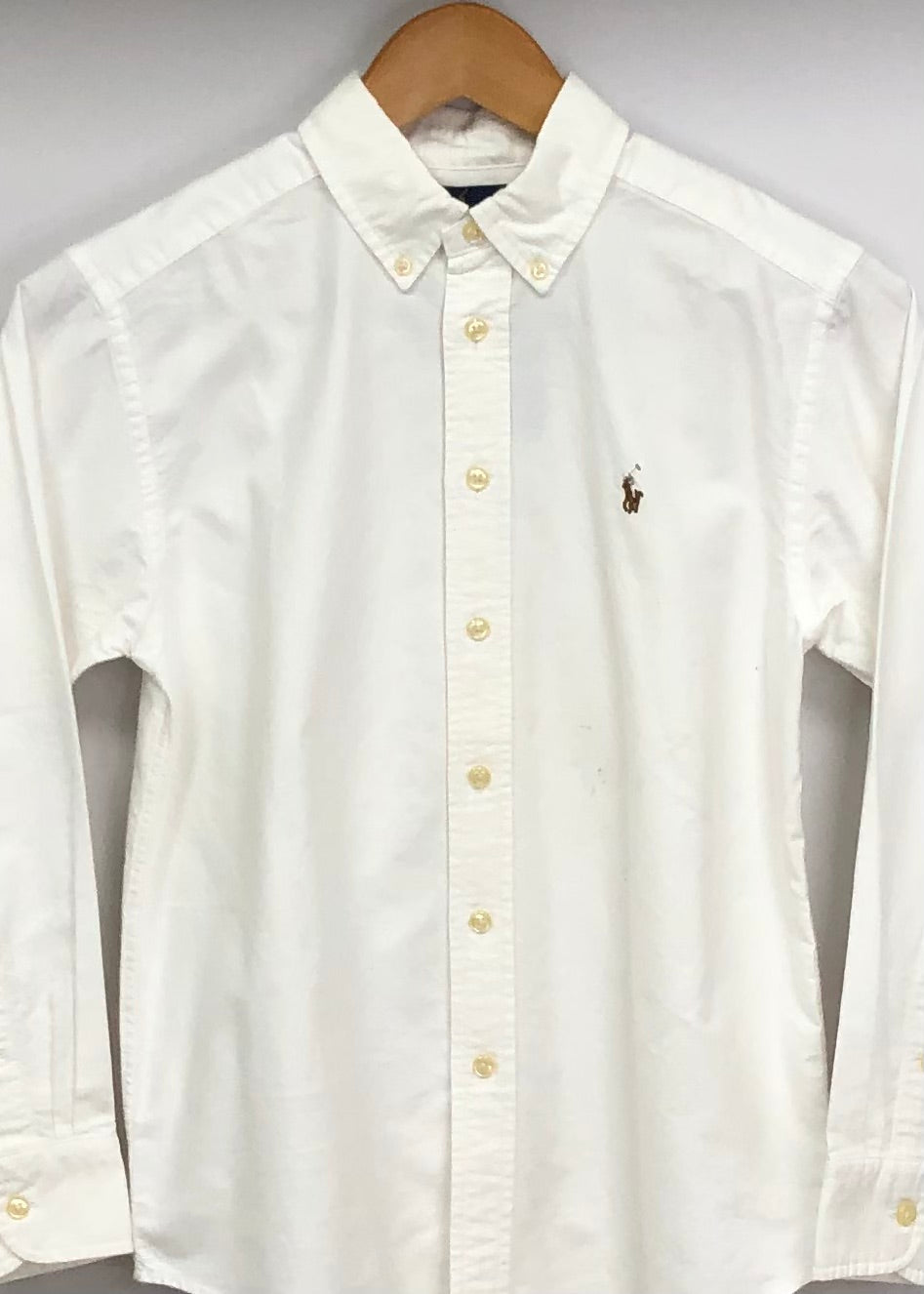 Camisa de niño Polo Ralph Lauren 🏇🏼 Oxford color blanco Talla S (10) y M (12) Entalle Regular