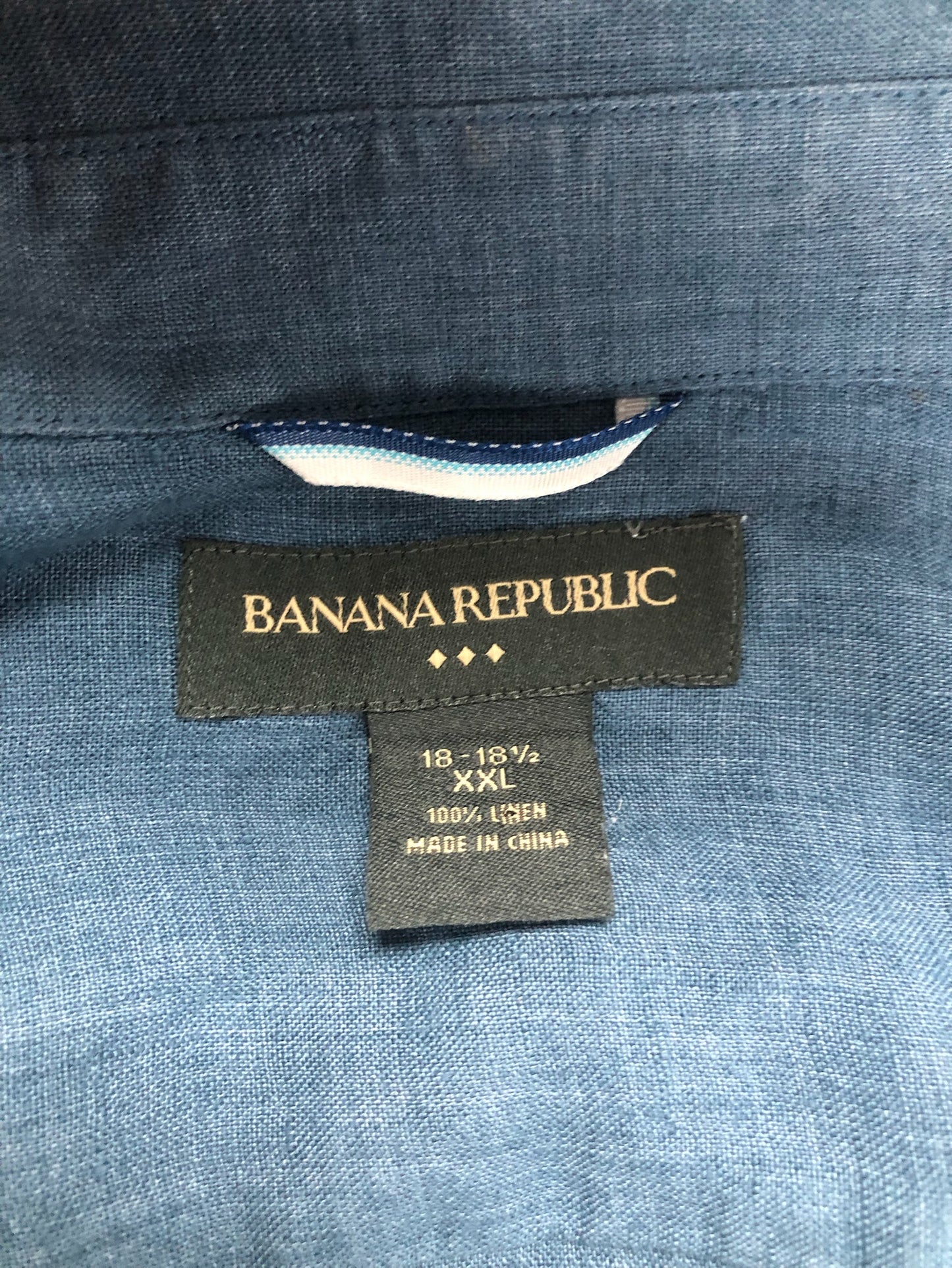 Camisa de botones Banana Republic 🇺🇸 De lino color azul grisáceo Talla XXL Entalle Regular