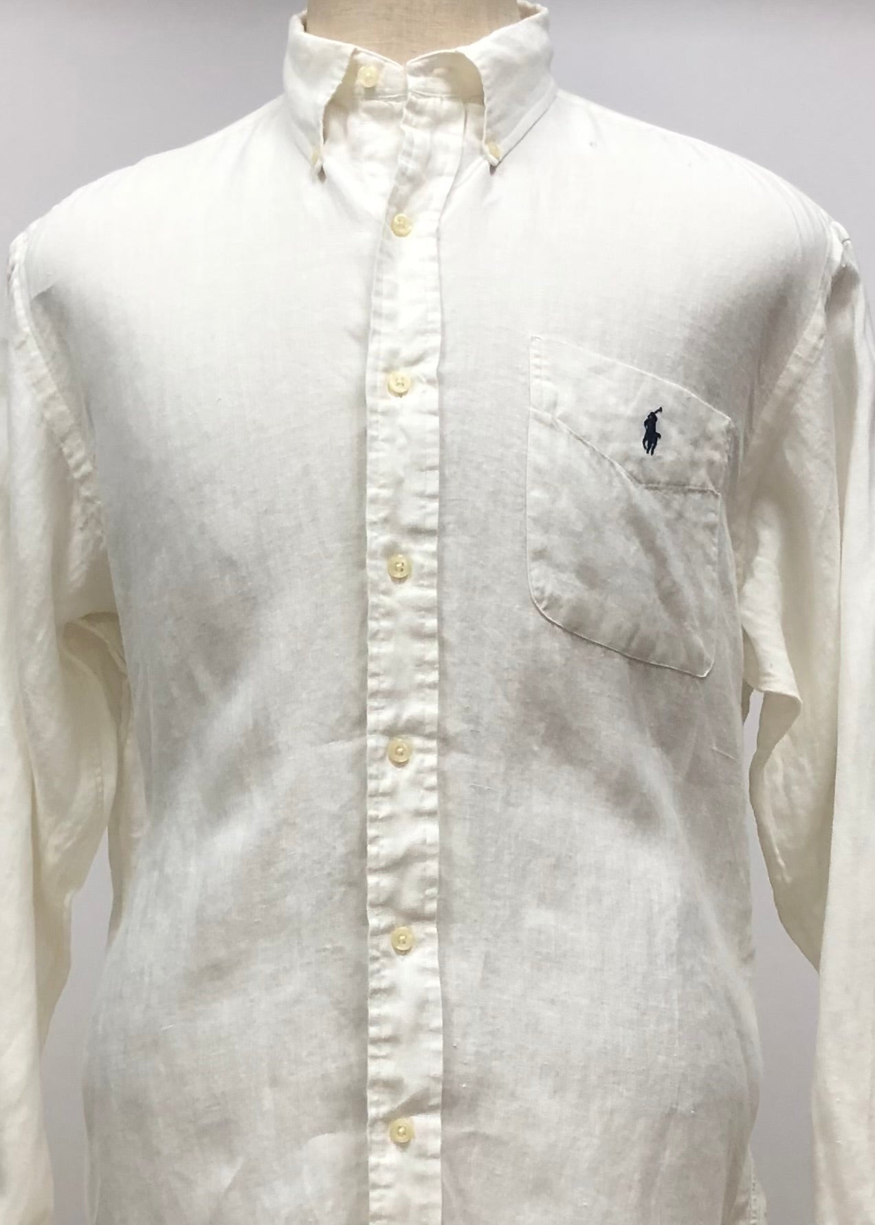 Camisa Polo Ralph Lauren 🏇🏼 de Lino en color blanco Talla L Entalle Regular (ver descripción)