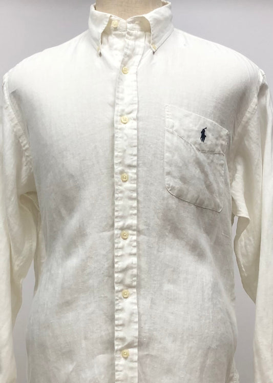 Camisa Polo Ralph Lauren 🏇🏼 de Lino en color blanco Talla L Entalle Regular (ver descripción)