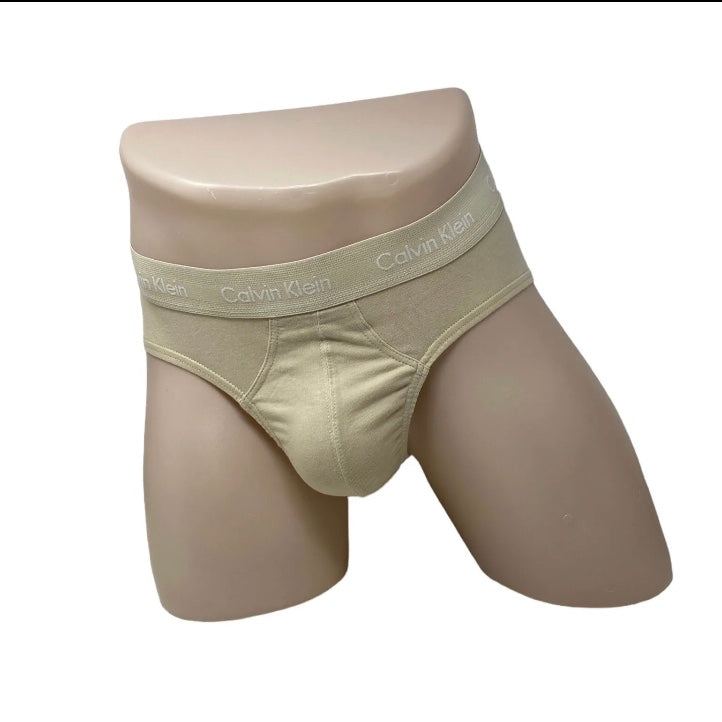 Paquete de 3 Calzoncillos a la cintura Calvin Klein - Tela algodón stretch en color beige, celeste y gris Talla XXL