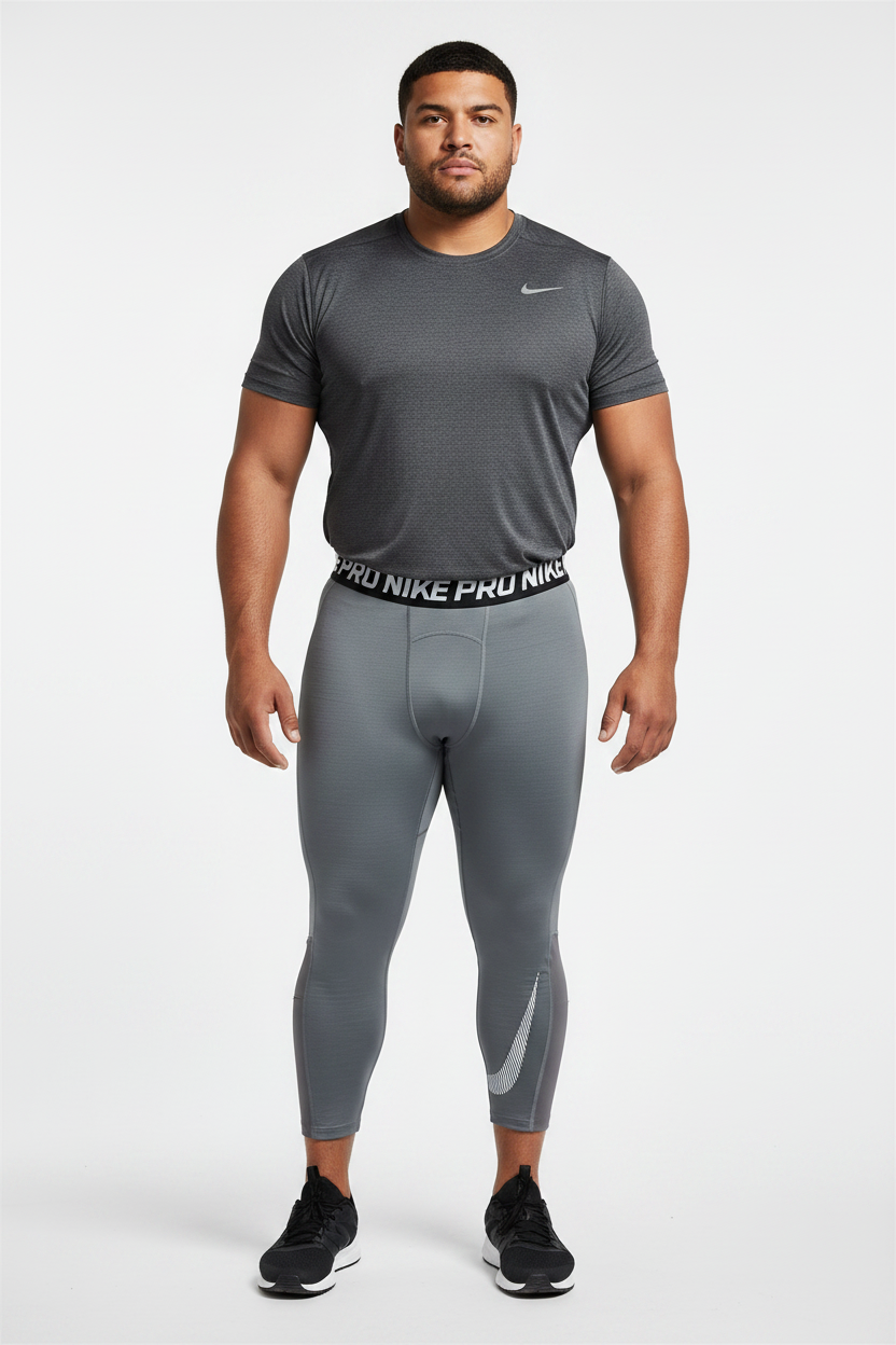 Malla de entrenamiento licra Nike ✔️ Pro Dri-FIT de 3/4 de largo para hombre en Color gris y cintura en negro Talla L