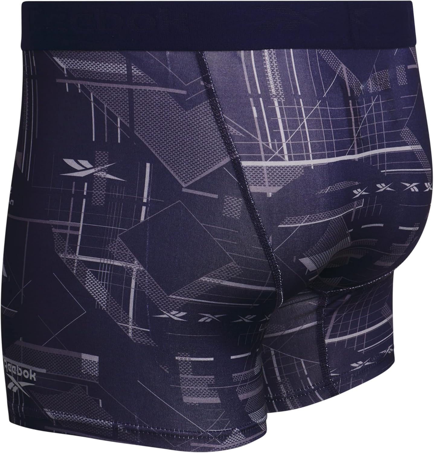 Combo de 4 Boxers Briefs Reebok Tela Performance en color gris, azul, azul navy y estampado Talla M