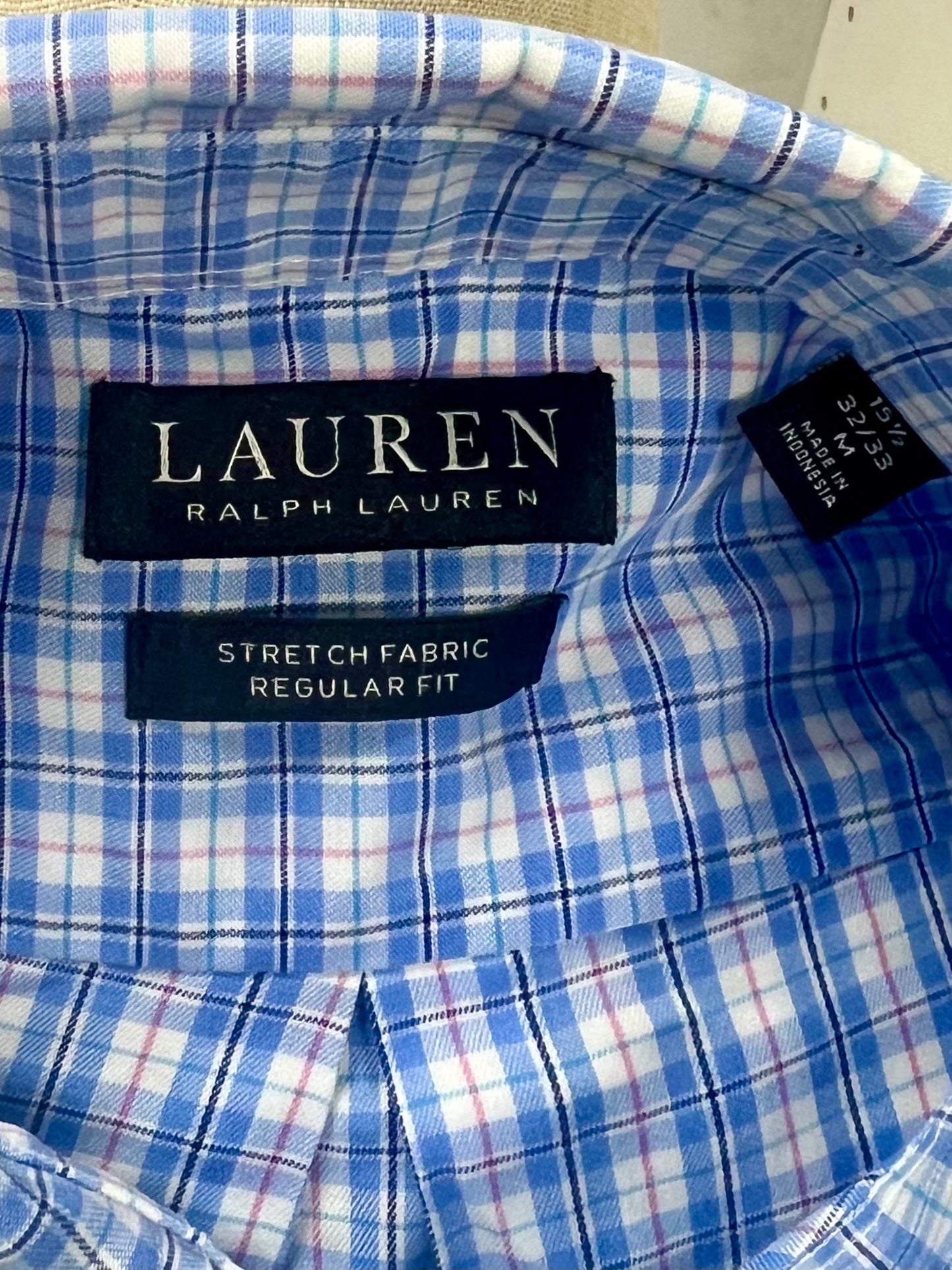 Camisa Polo Ralph Lauren 🏇🏼 de cuadros azul, rosado y blanco Talla M Entalle Regular