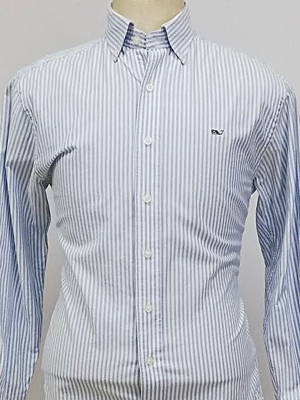 Camisa de botones Vineyard Vines 🐳 Oxford de rayas en color celeste y blanco Talla S Entalle Regular (ver descripción)