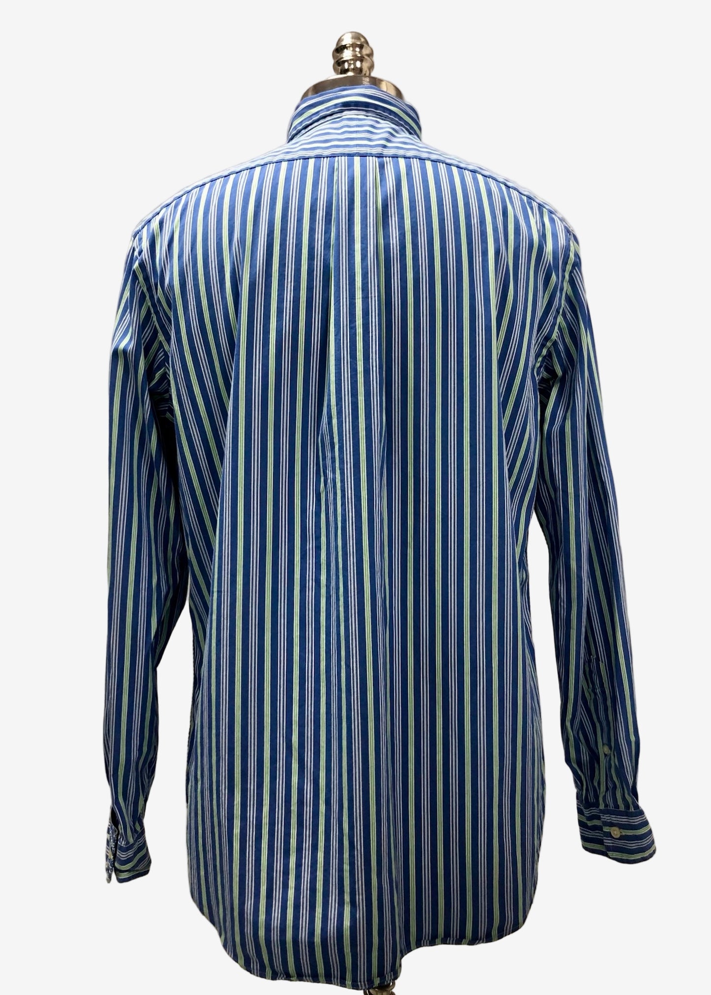 Camisa de botones Polo Ralph Lauren 🏇🏼 con patron de rayas en color azul, verde y blanco Talla L Entalle Regular