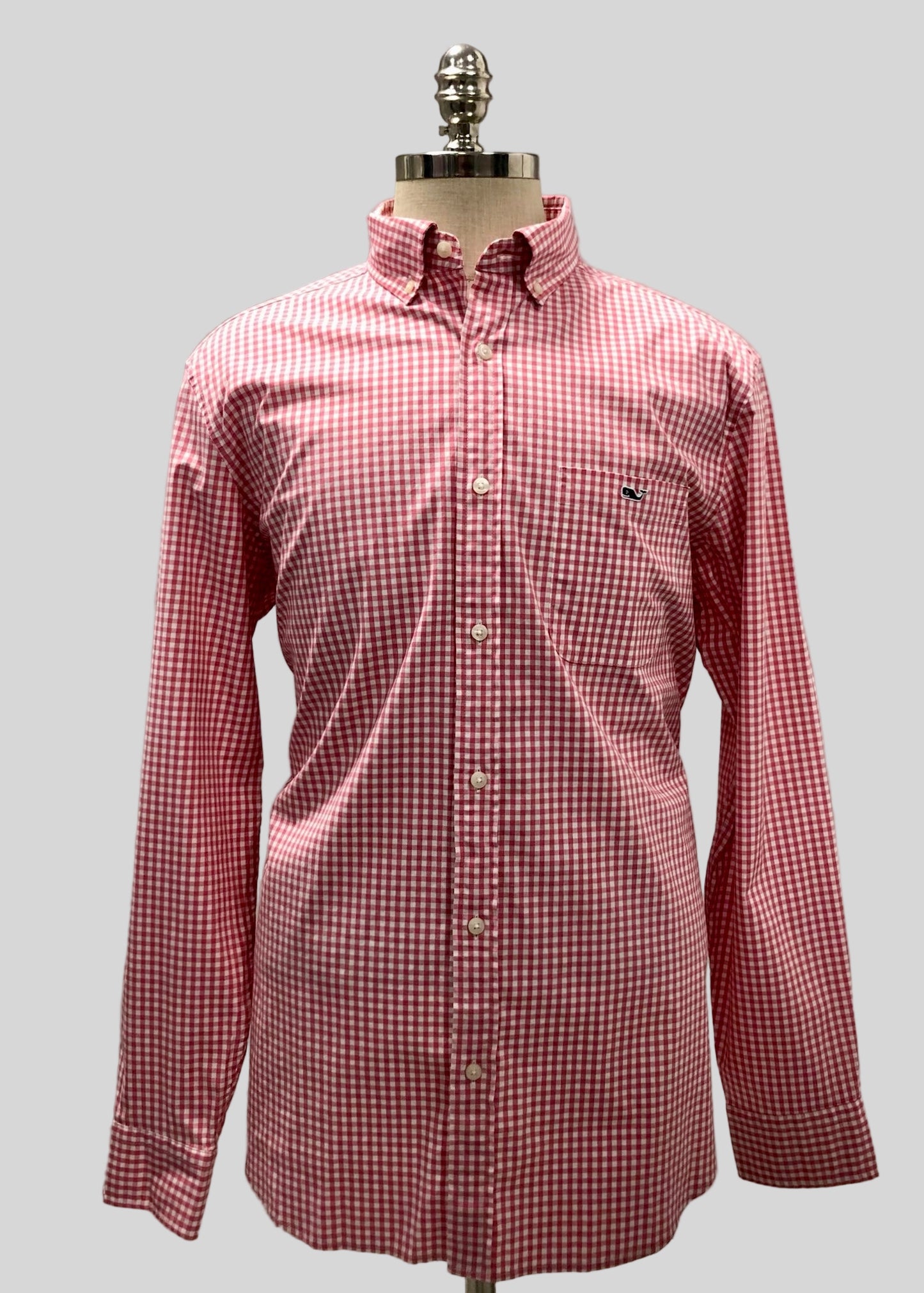 Camisa de botones Vineyard Vines 🐳 de cuadros gingham en color rosado y blanco Talla L Entalle Clásico
