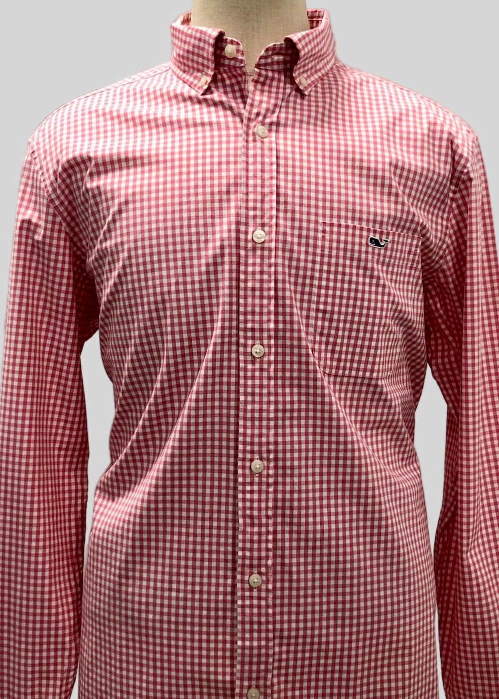 Camisa de botones Vineyard Vines 🐳 de cuadros gingham en color rosado y blanco Talla L Entalle Clásico