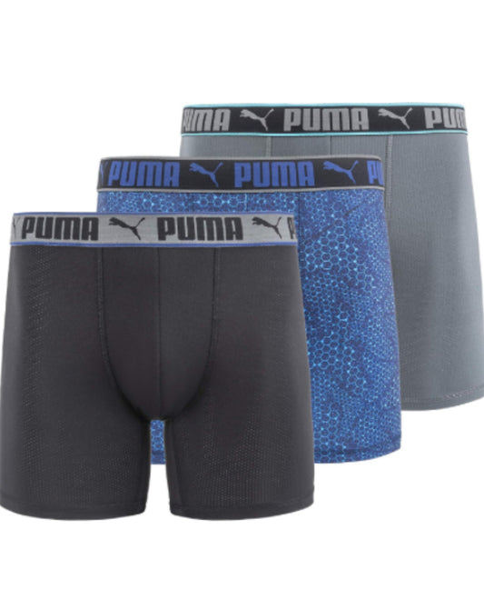 Combo de 3 Boxers Briefs Puma 🐆 Tela Performance color Negro, azul y gris Talla M