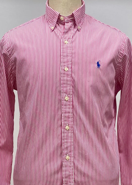 Camisa Polo Ralph Lauren 🏇🏼 con patron de rayas en color rojo y blanco Talla M Entalle Regular