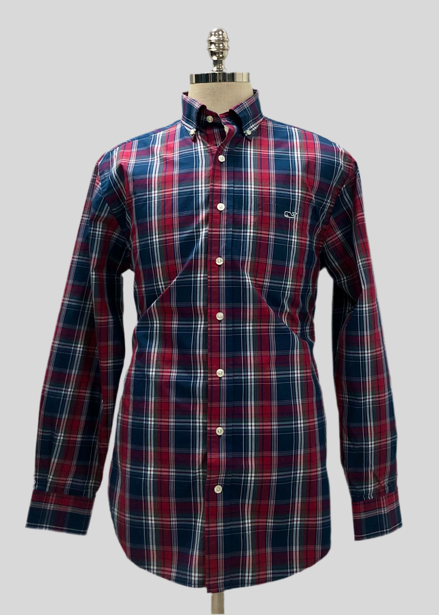 Camisa de botones Vineyard Vines 🐳 con patrón de cuadros en color rojo, azul navy y blanco Talla M Entalle Clásico