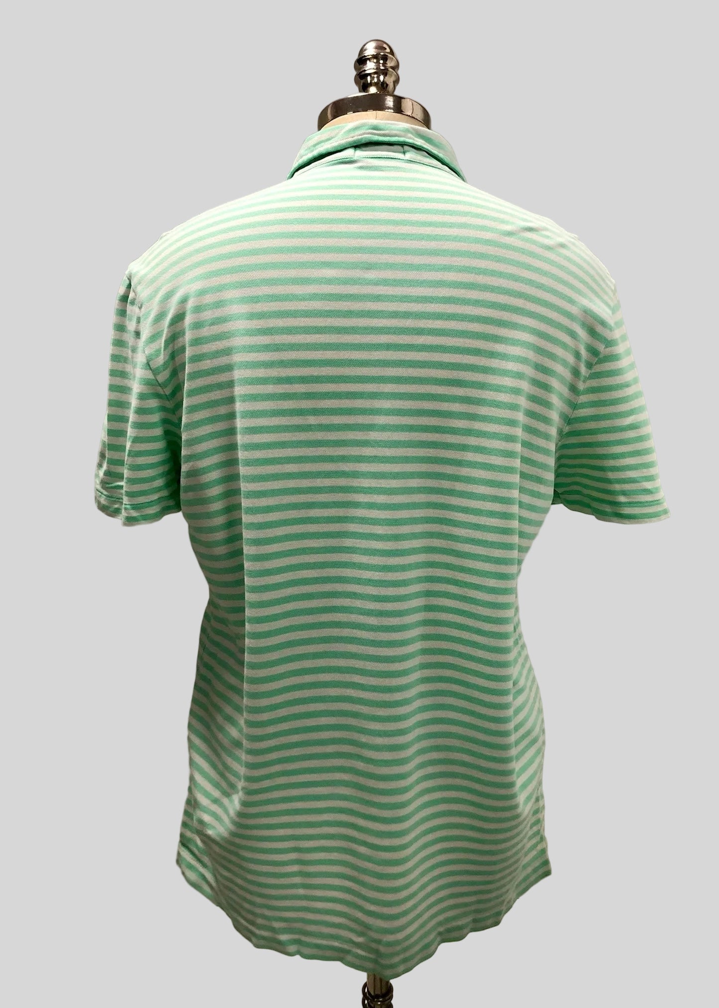 Camiseta Polo Ralph Lauren 🏇🏼 Featherweight Mesh De rayas en color turquesa y blanco Talla L Entalle Regular