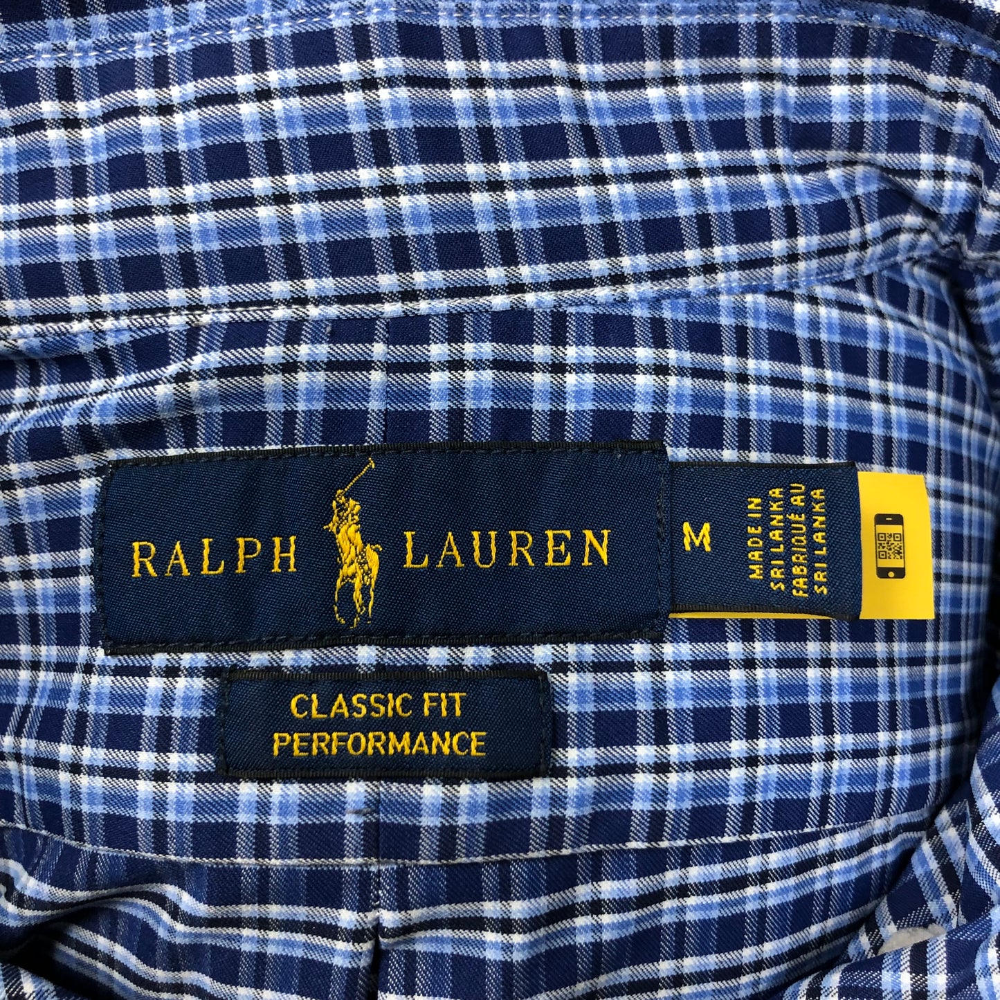 Camisa Polo Ralph Lauren 🏇🏼 Performance con patrón de cuadros azul navy, celeste y blanco Talla M Entalle Clásico