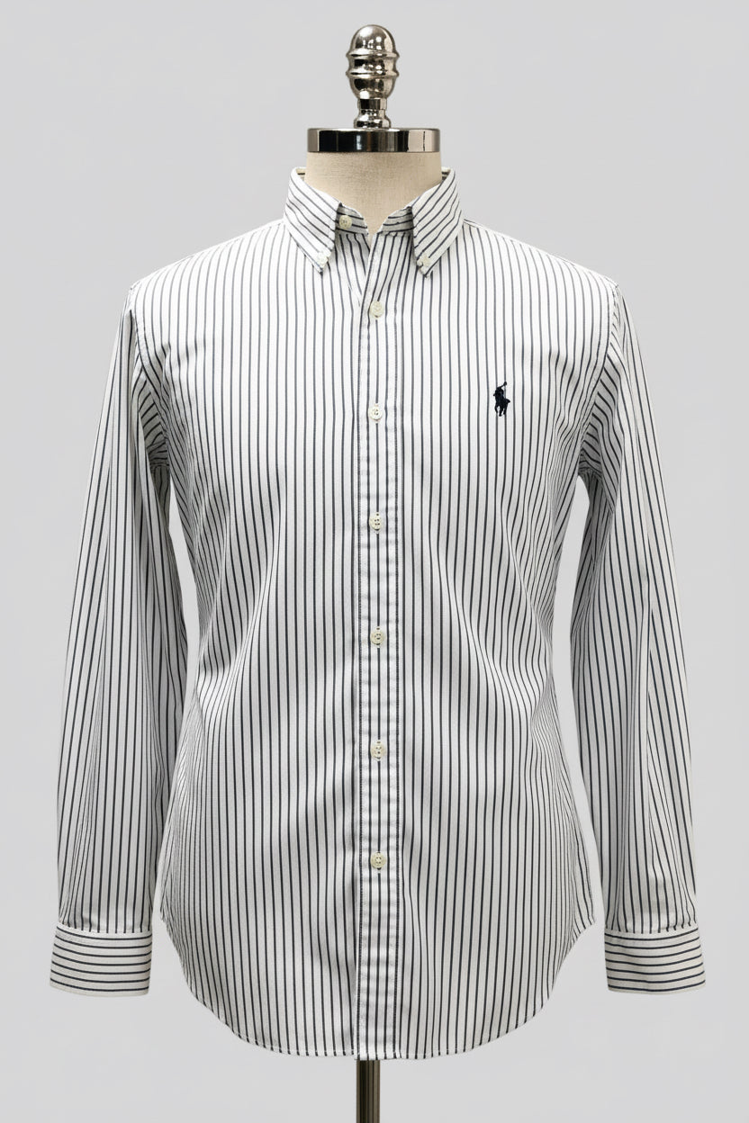 Camisa de botones Polo Ralph Lauren 🏇🏼 color blanco de rayas en negro Talla M Entalle Regular