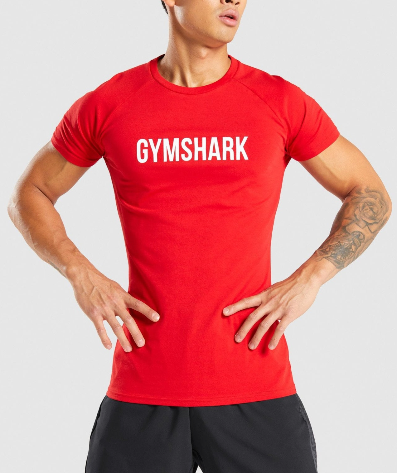 Camiseta de compresión Gymshark 🏋🏽 color rojo y logo en blanco Talla Small