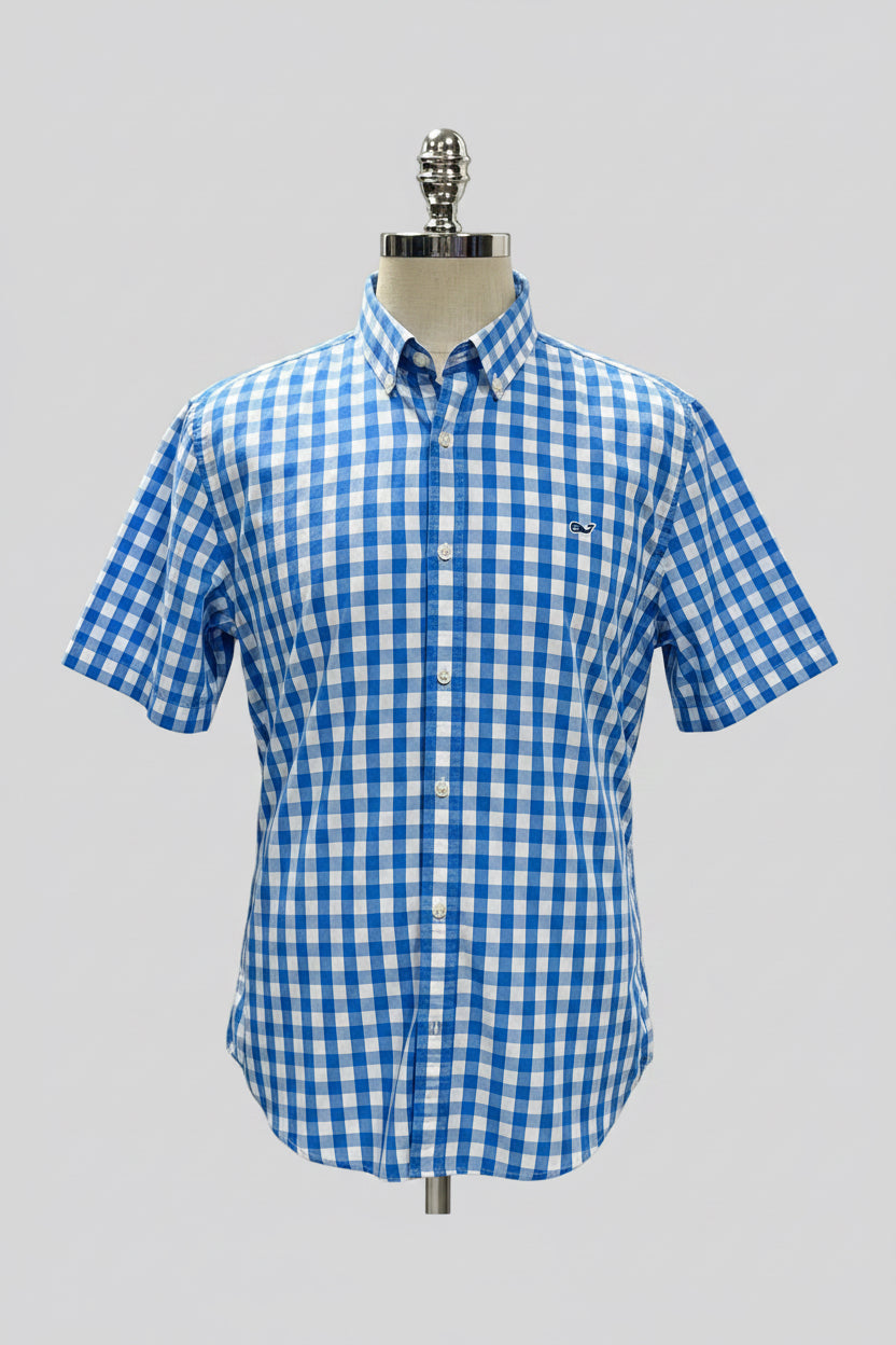 Camisa Vineyard Vines 🐳 de cuadros gingham en color azul y blanco Talla XL Entalle Slim Fit