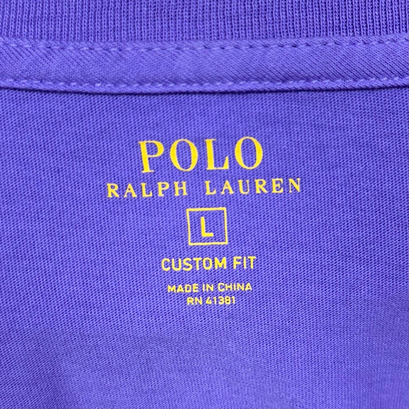 Camiseta cuello Redondo Polo Ralph Lauren 🏇🏼 color morado manga corta Talla Large Entalle Regular