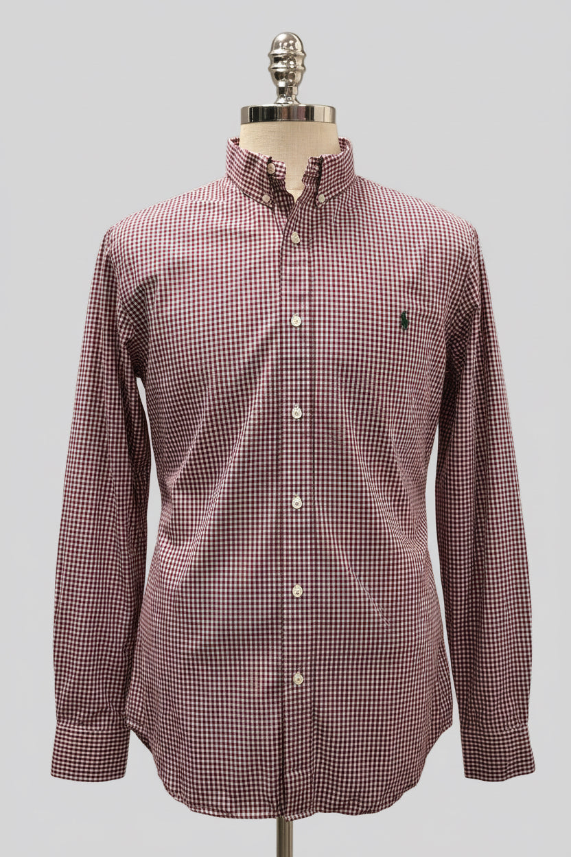 Camisa de botones Polo Ralph Lauren 🏇🏼 de cuadros gingham rojo oscuro y blanco Talla XL Entalle Slim Fit