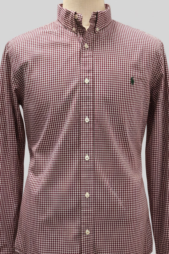 Camisa de botones Polo Ralph Lauren 🏇🏼 de cuadros gingham rojo oscuro y blanco Talla XL Entalle Slim Fit