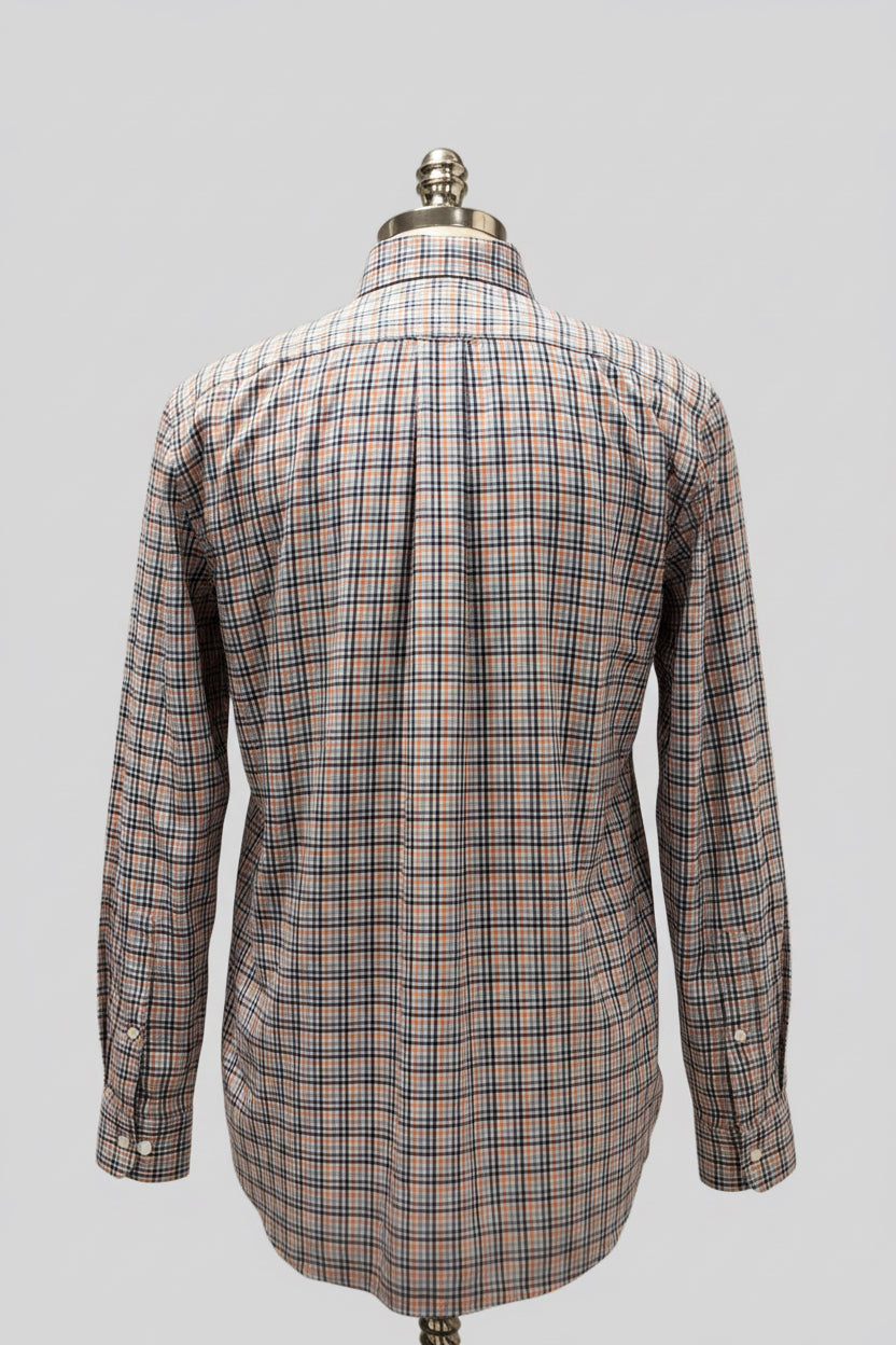 Camisa Polo Ralph Lauren 🏇🏼 color blanco de cuadros tartán azul, celeste y naranja Talla M Entalle Regular