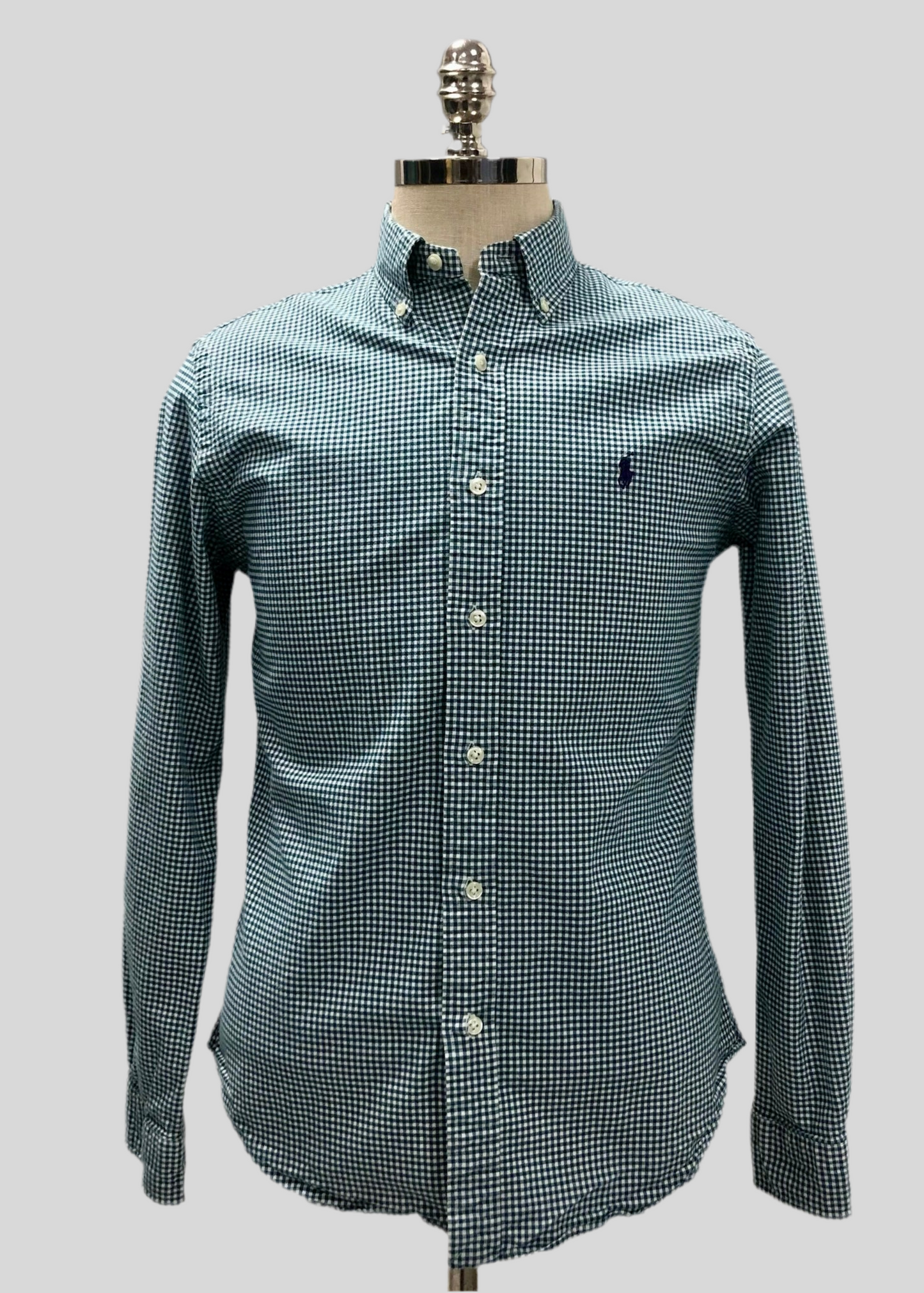 Camisa de botones Polo Ralph Lauren 🏇🏼 Oxford de cuadros gingham verde oscuro y blanco Talla L Entalle Slim Fit