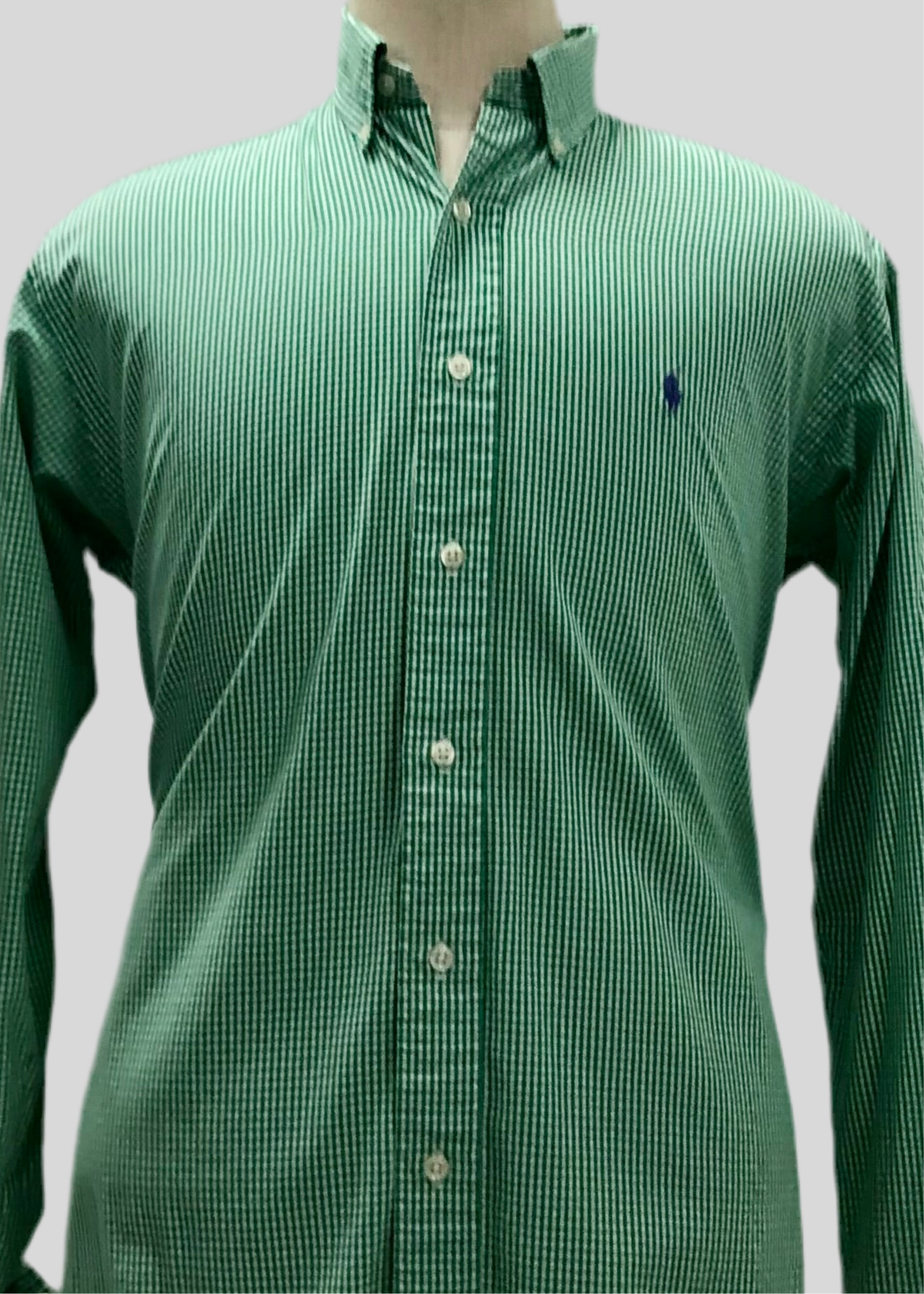 Camisa Polo Ralph Lauren 🏇🏼 con patron de cuadros gingham verde y blanco Talla M Entalle Regular