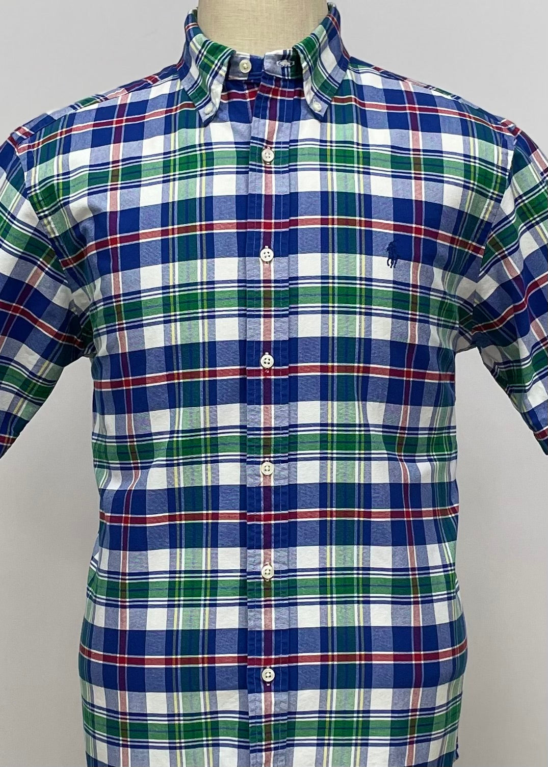 Camisa Polo Ralph Lauren 🏇🏼 Oxford con patron de cuadros en color azul, rojo, verde y blanco Talla M Entalle Clásico