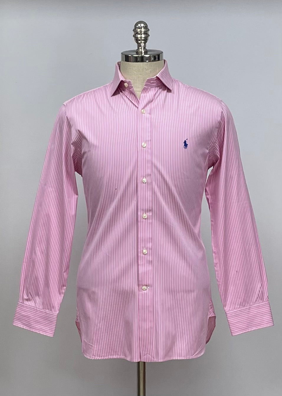 Camisa Polo Ralph Lauren 🏇🏼 color rosado con patron de rayas en color blanco Talla M Entalle Slim Fit