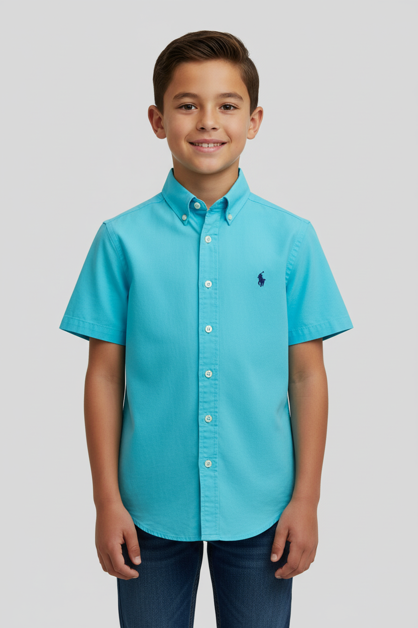Camisa de niño Polo Ralph Lauren 🏇🏼 Color turquesa Talla M (10-12) Entalle Regular
