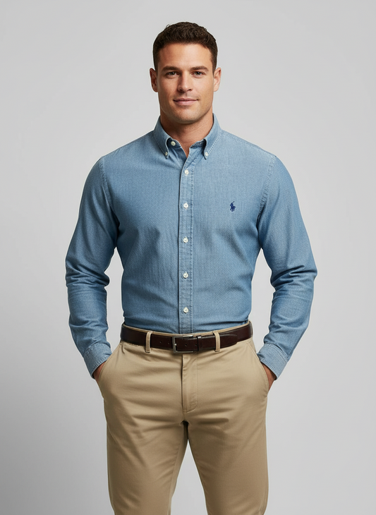 Camisa de botones Polo Ralph Lauren 🏇🏼 De jeans en color celeste Talla M Entalle Slim Fit