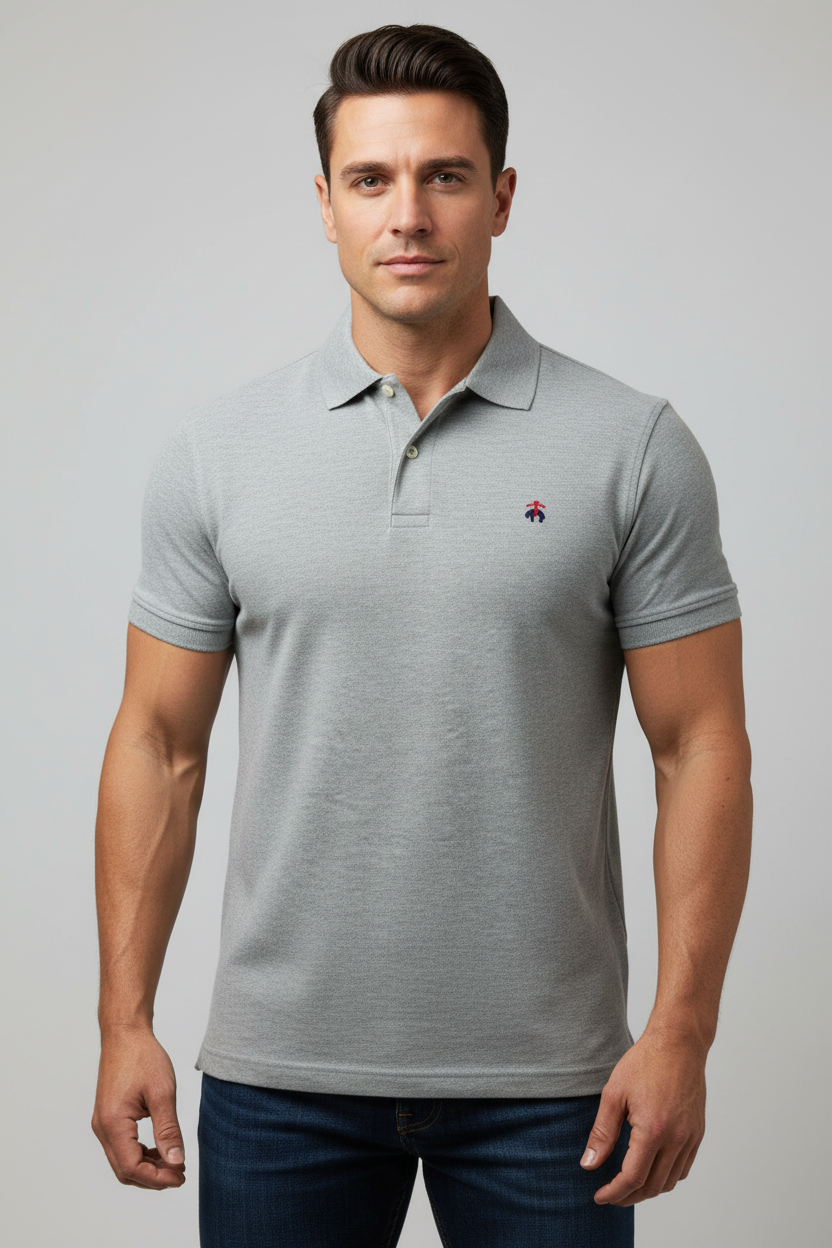 Camiseta Polo Brooks Brothers 🐑 color gris claro Talla M Entalle Slim Fit
