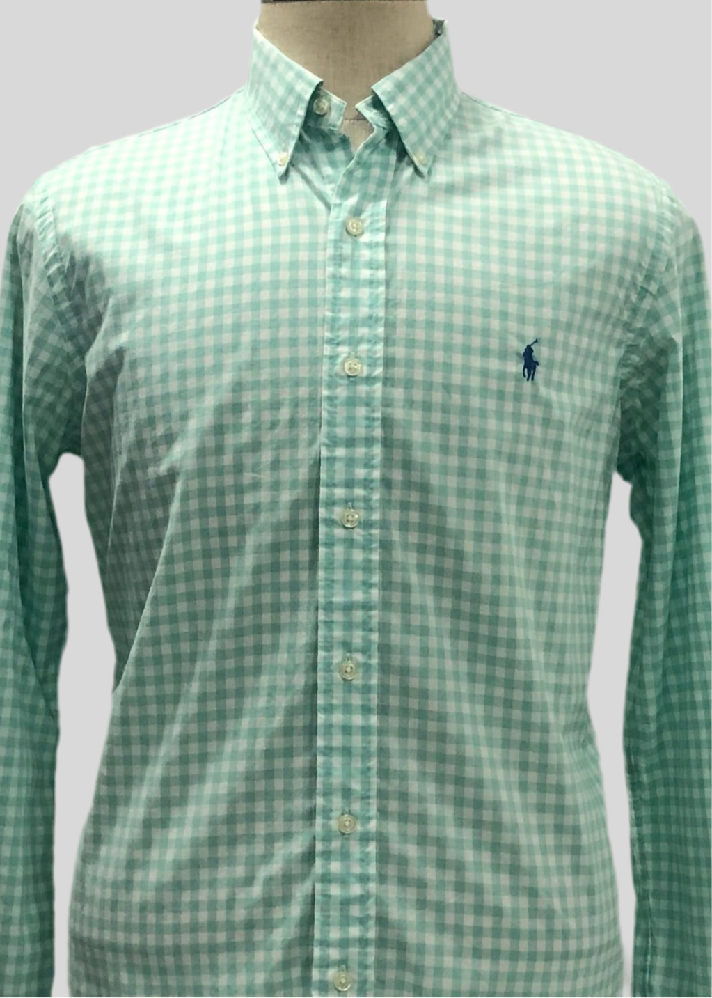 Camisa de botones Polo Ralph Lauren 🏇🏼 de cuadros gingham turquesa claro y blanco Talla M Entalle Regular