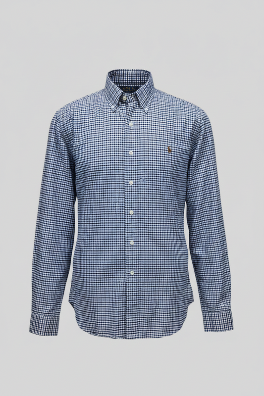 Camisa Polo Ralph Lauren 🏇🏼 Oxford color blanco de cuadros en color celeste y azul navy Talla L Entalle regular