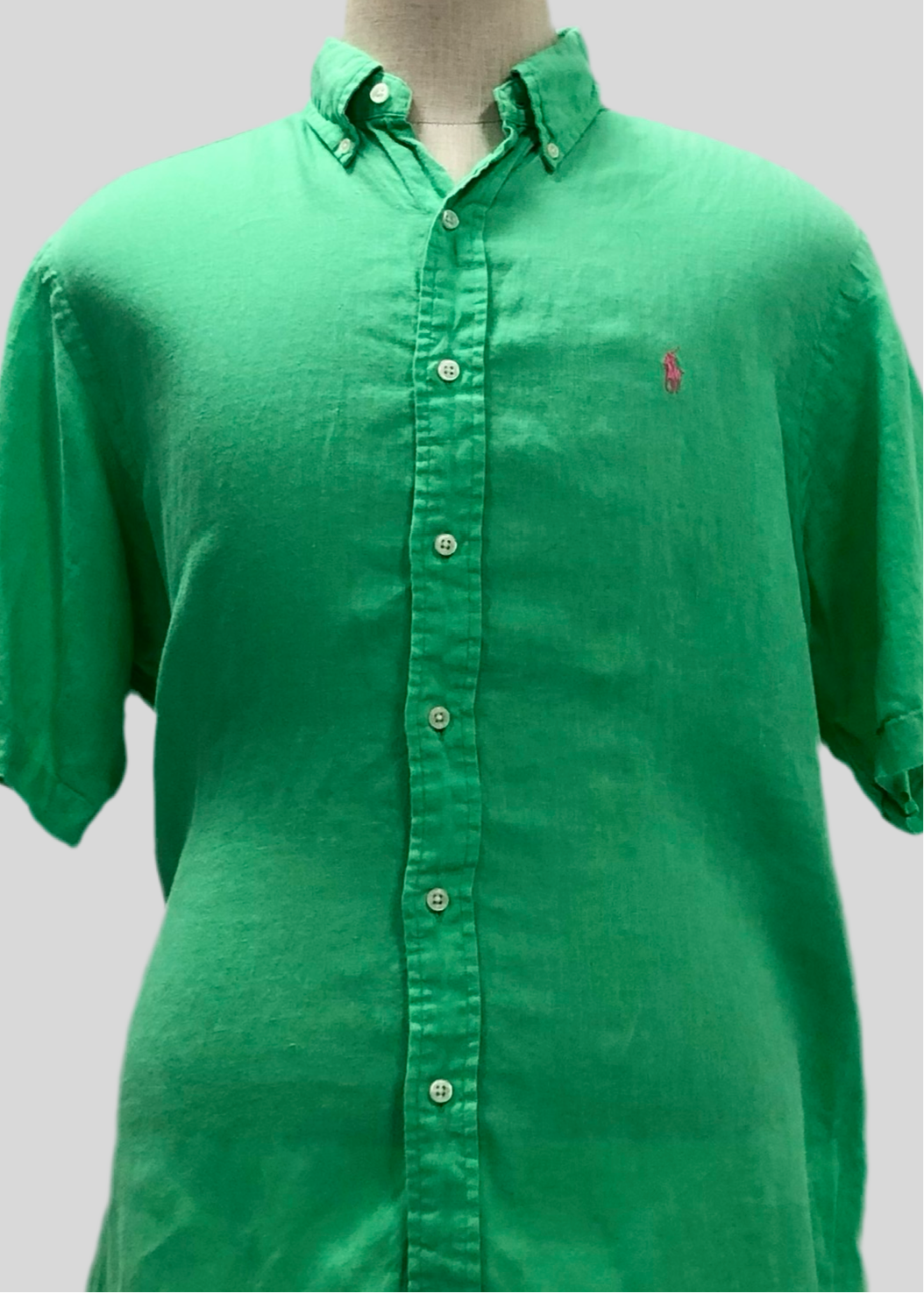 Camisa Polo Ralph Lauren 🏇🏼 de Lino en color verde intenso Talla XL Entalle Clásico