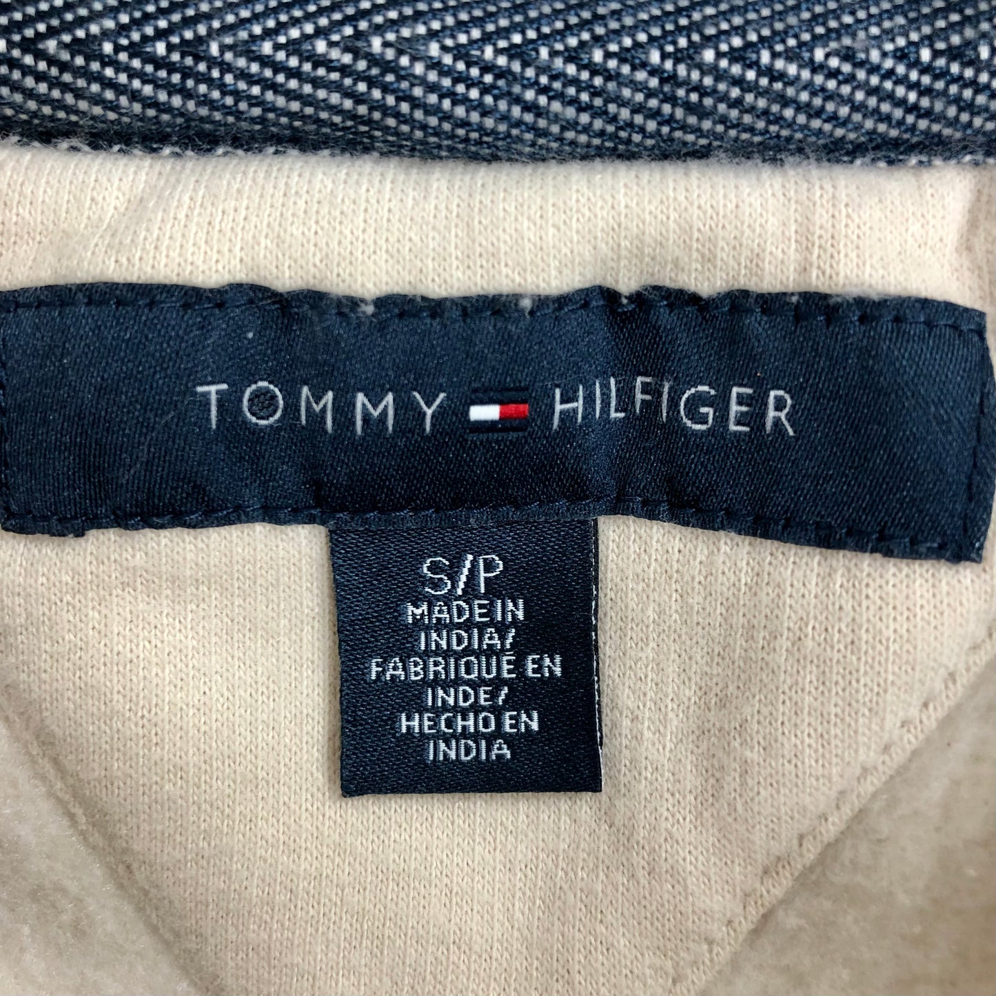 Sudadera Hoodie Tommy Hilfiger 🇺🇸 color crema con logo de escudo Talla S