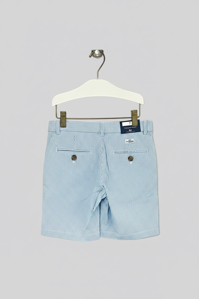 Short casual de niño Vineyard Vines 🐳 Seersucker de rayas color azul y blanco Talla 7