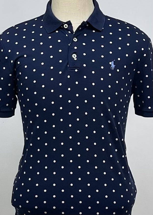 Camiseta Polo Ralph Lauren 🏇🏼 color azul navy y diseño de puntos blancos Talla M Entalle Clásico